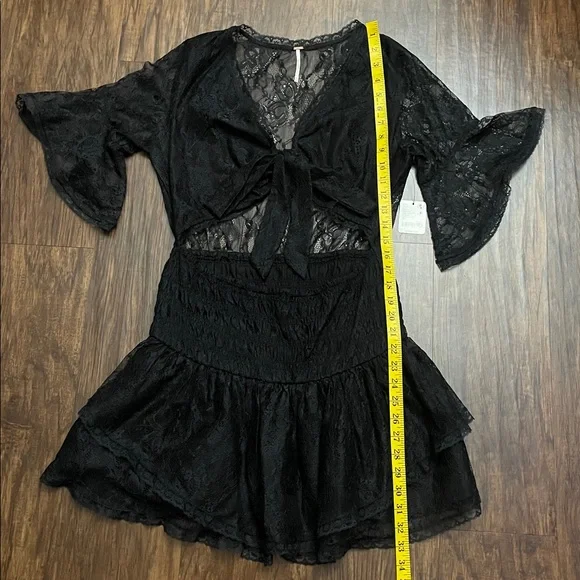 NWT Free people Lala Lace Mini Dress Black medium